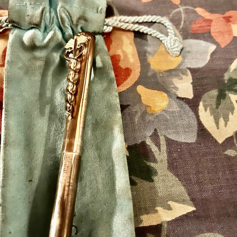 Tiffany & Co Silver Caduceus clip ballpoint pen